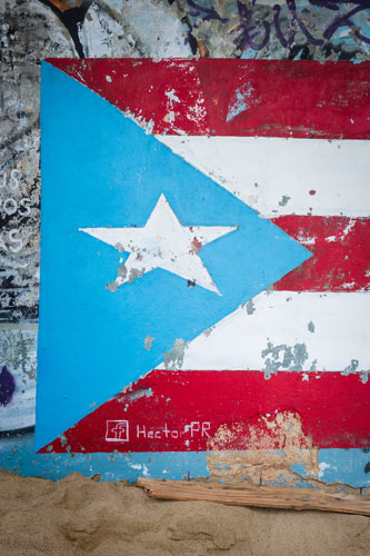 graffiti of the puerto rican national flag tagged by the artist