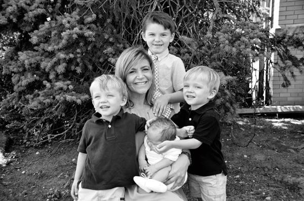 Christina Glorioso and her four sons in a group