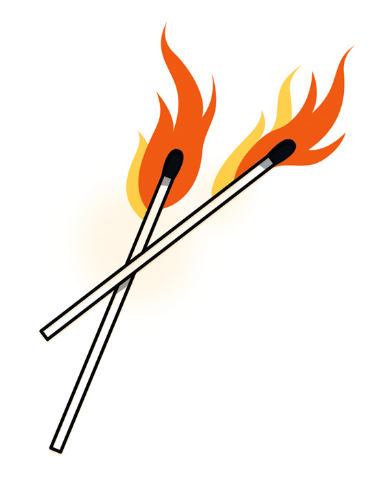 illustration of two burning matches