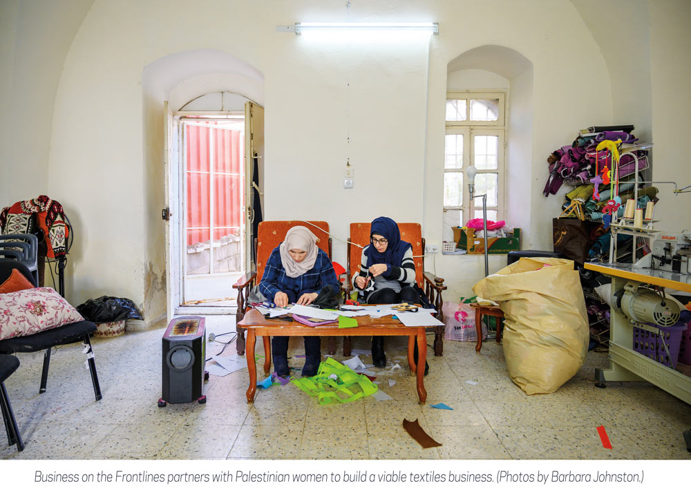 Palestinian women sewing