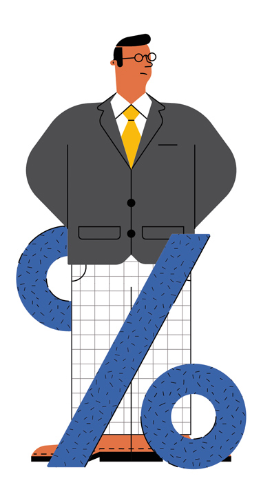 illustration of a man with a percent sign
