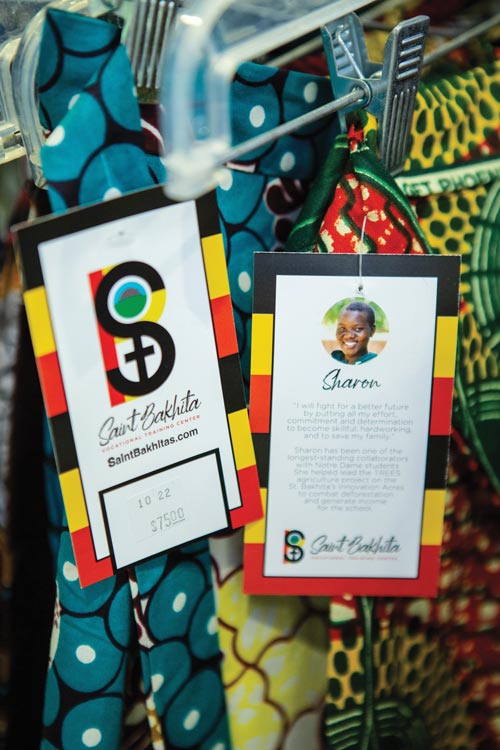 St. Bakhita handmade clothing sold at a pop up shop at the Notre Dame Bookstore.