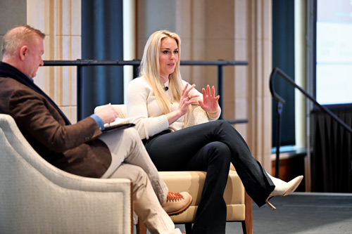 Olympian Lindsey Vonn speaks at the annual WIS Conference hosted by NDIGI