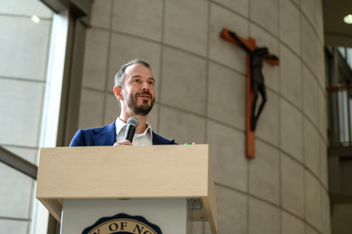 Dean Cremers speaks at the Blessing Ceremony.