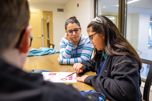 Mendoza students work on a lesson plan.